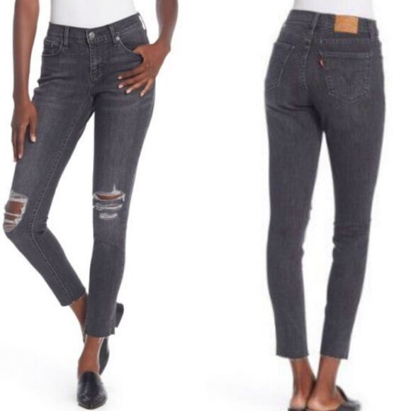 LEVI'S Distress Raw Cut Cropped Curvy Skinny Jeans - Picture 1 of 8